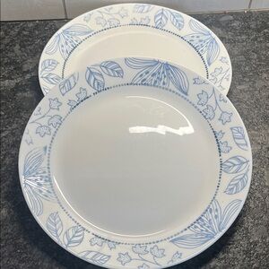Corelle THE RUTHERFORD Blue and White Dinner Plates. SET OF 2